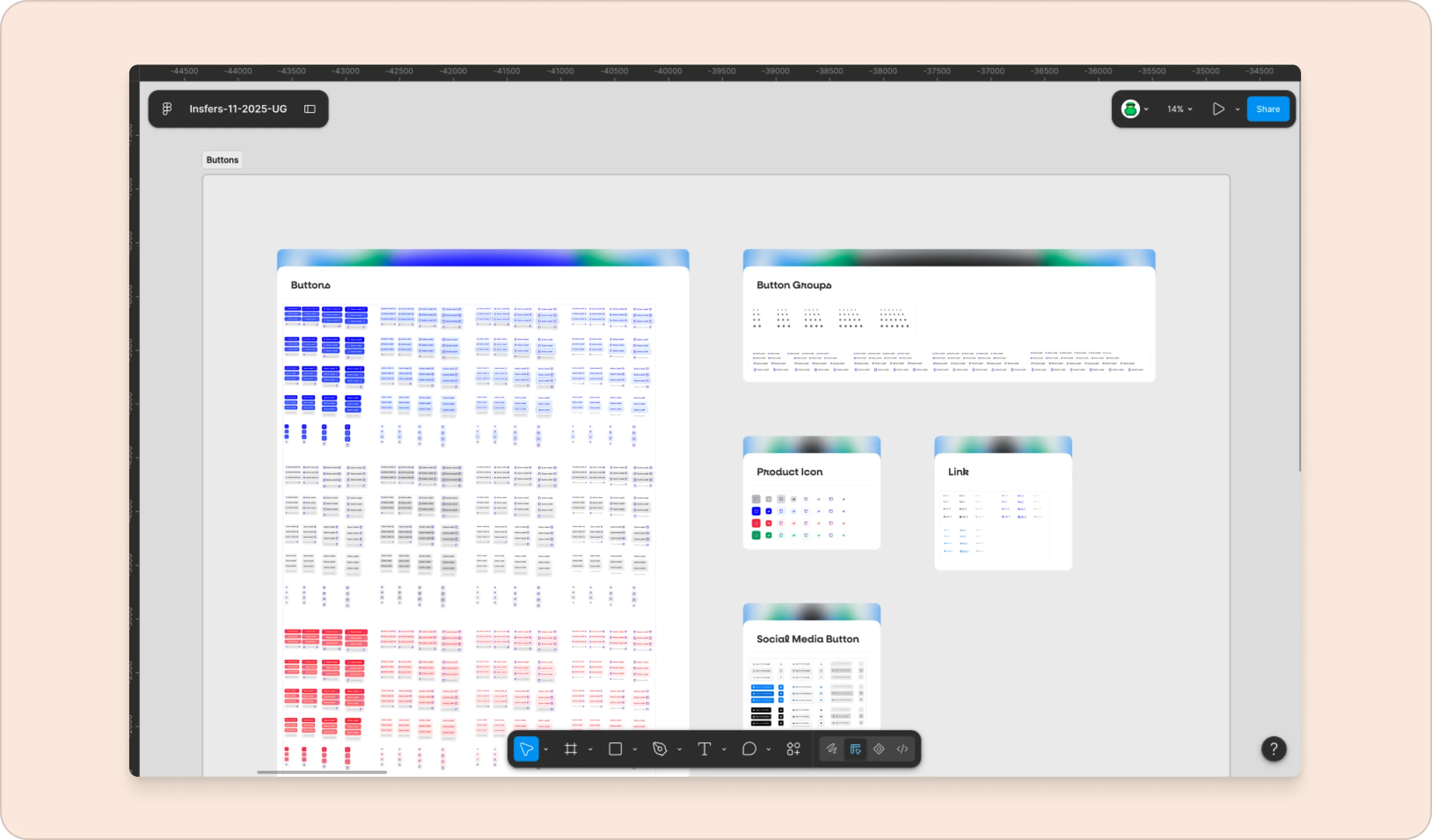Insfers UI design system showing status pills, wallet chips, chain badges, stepper components, tables, and modal dialogs